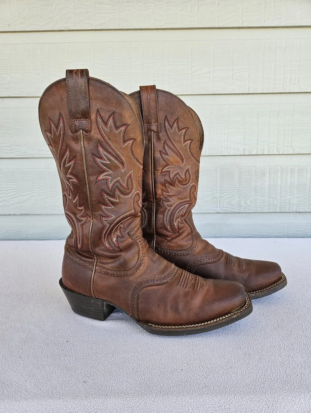 Ariat Legend 35709 Western Cowboy Boot Men SZ 9 D Brown Leather Square Toe Rodeo